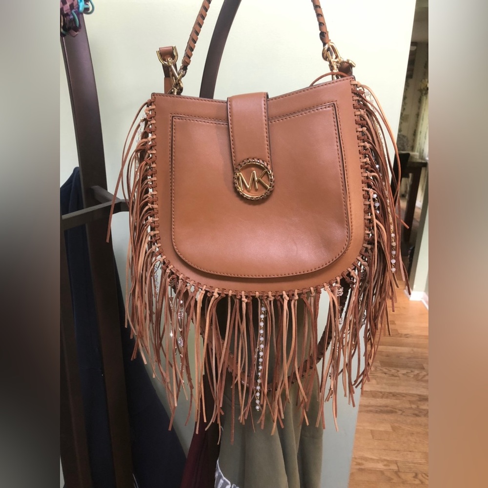 Authentic Michael Kors crossbody purse with custom fringe